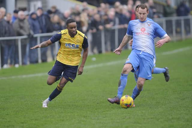Rudy Plummer, left, was Blackfield's top scorer when they won the Southern League Division 1 South title in 2018/19. Pic: Ian Hargreaves.