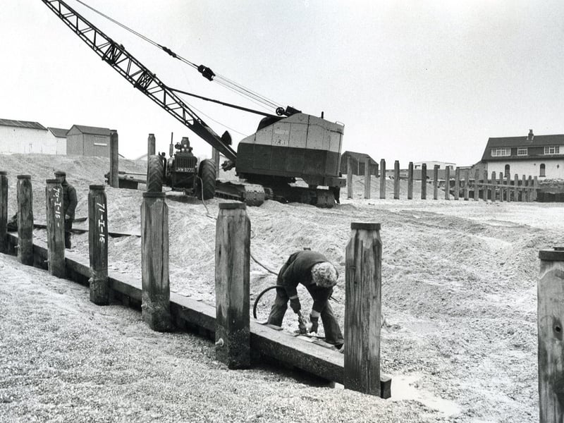 New Sea defences being put in on Hayling Seafront in February 1976. The News PP4849