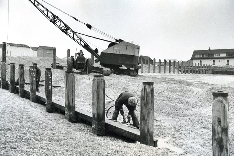 New Sea defences being put in on Hayling Seafront in February 1976. The News PP4849