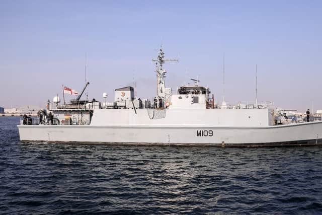 HMS Bangor was severely damaged after fellow minehunter HMS Chiddingfold slammed into her off the coast of Bahrain. It was reported caused by a mechanical fault, and it is expected to cost millions of pounds to fix her.