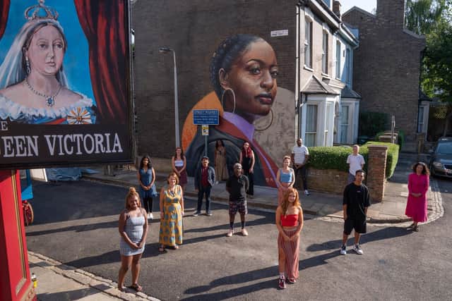 The mural was completed before cast and crew of the BBC1 show returned to filming. Picture: BBC