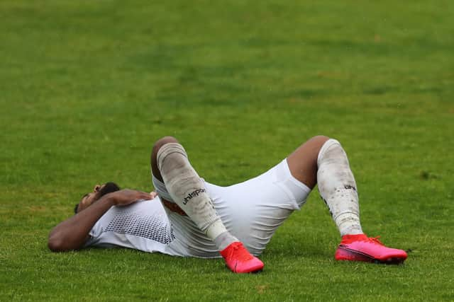 Flat out - Jonah Ayunga at the final whistle. Photo by Dave Haines