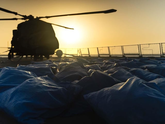 Haul on the Flight Deck - Portsmouth-based Type 45 destroyer seized £15m worth of drugs from smugglers operating in the Indian Ocean.