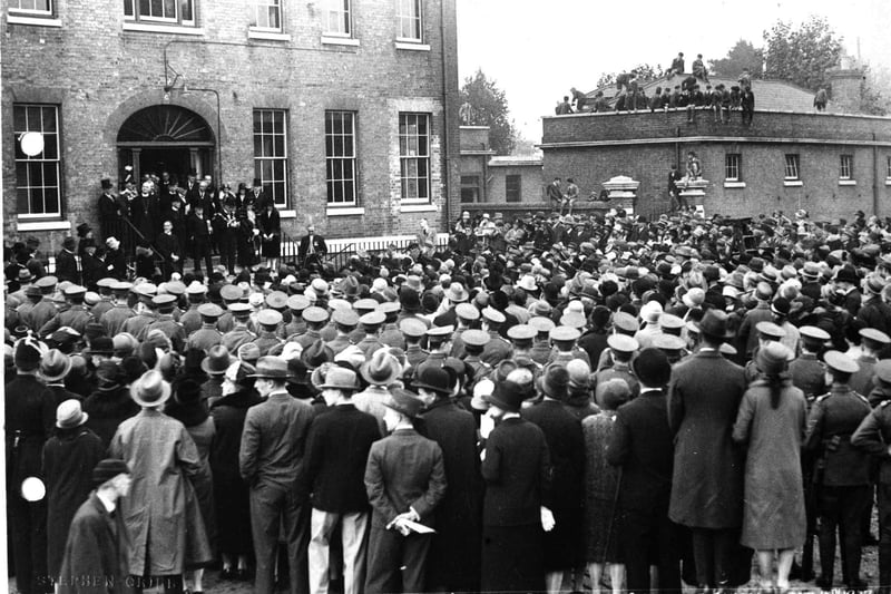 Home Secretary Sir William Joynson-Hicks formally opens Portsmouth Grammar School's senior school at High Street, Old Portsmouth, on October 13, 1927