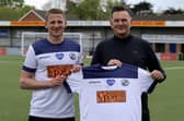 Joe Oastler with Hawks boss Paul Doswell at Westleigh Park today. Pic: Kieron Louloudis.