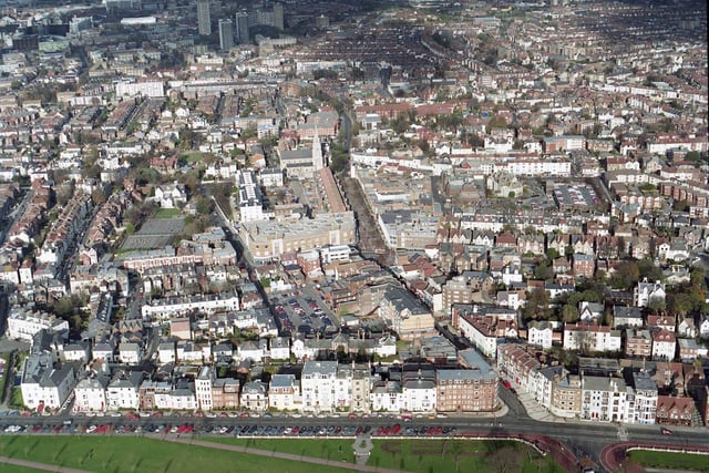 An aerial view of Palmerston Road, Southsea in 1998.