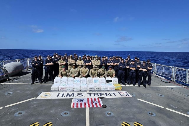 Portsmouth-based warship HMS Trent was involved in operations where nearly £300m of cocaine and narcotics was seized near the US Virgin Islands.