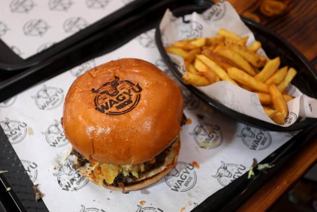 Pictured a wagyu beef burger and fries. Picture: Sam Stephenson.