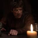 Harold Godwinson (James Norton) peers out of the dark in the BBC historical drama series King & Conqueror (Picture: BBC/CBS Studios)