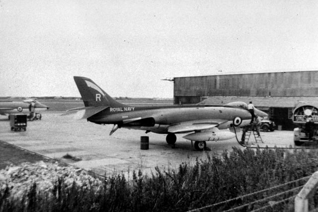 Supermarine Scimitars with Fleetlands test flight section at Lee-on-the-Solent in 1961. The News archive PP763