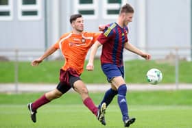 Flashback - Connor Duffin, right, in action for US Portsmouth against New Milton in October 2015. Picture: Allan Hutchings