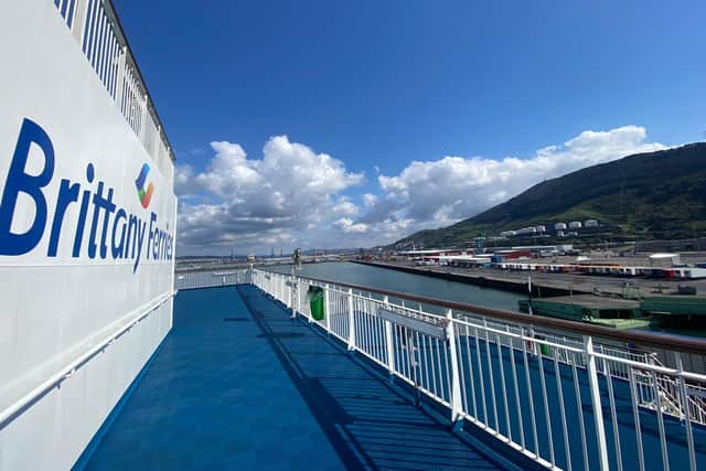 Brittany Ferries' new Salamanca eco ship pictured in the Spanish port of Bilbao. Photo: Adam Yates