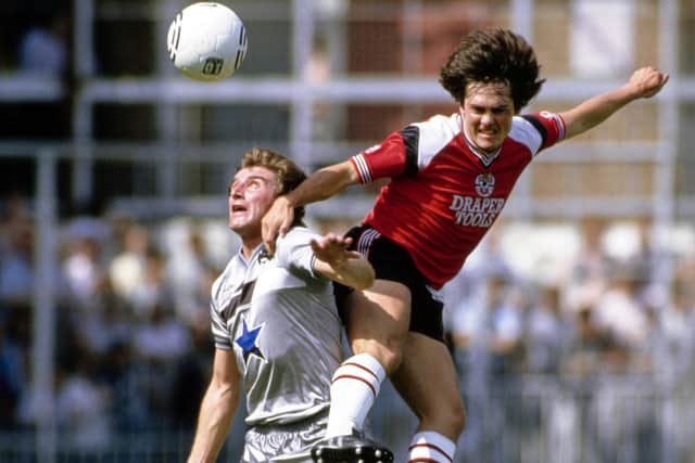 Southampton striker Steve Moran challenges Newcastle's John Anderson. It was his nightclub altercation with Dave Leworthy which caused controversy. Picture: Allsport/Getty Images/Hulton Archive.