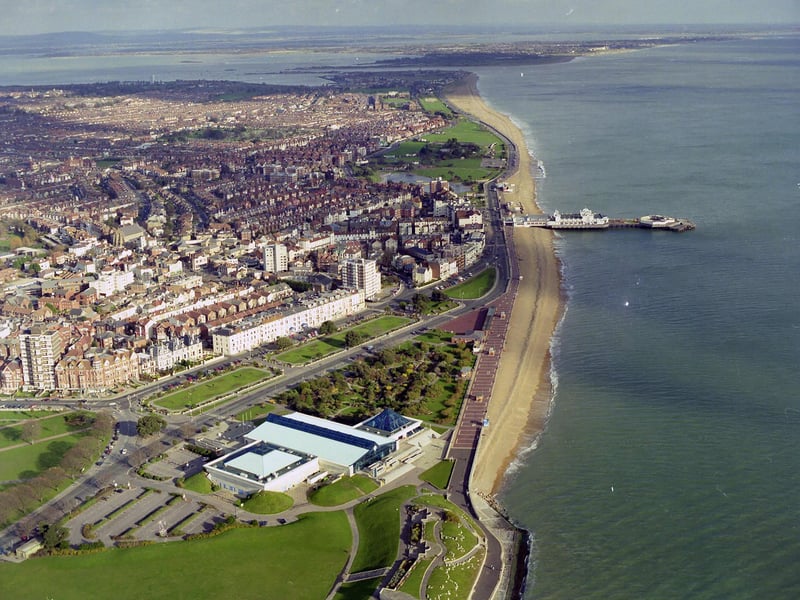An aerial view of the Pyramids Centre in Southsea in 1998.