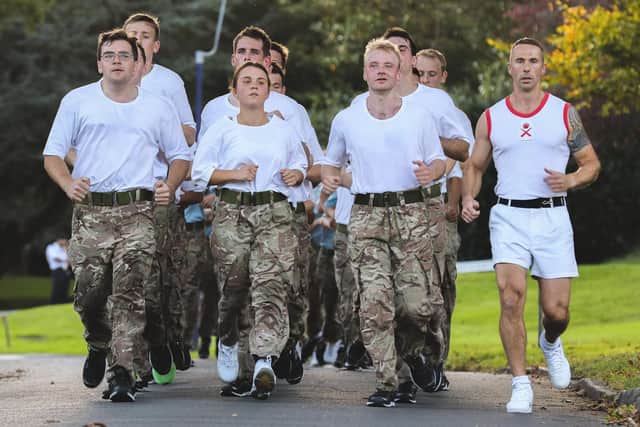 Officer recruits at Britannia Royal Navy College (BRNC) in Dartmouth in September. Photo: Royal Navy