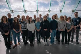 Princess Eugenie with Solent Seascape Project partners including the RSPB, Hampshire and Isle of Wight Wildlife Trust and the Environment Agency at the Spinnaker Tower.  Picture: Matt Jarvis, Blue Marine Foundation