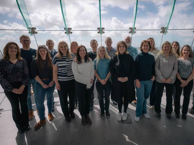 Princess Eugenie with Solent Seascape Project partners including the RSPB, Hampshire and Isle of Wight Wildlife Trust and the Environment Agency at the Spinnaker Tower.  Picture: Matt Jarvis, Blue Marine Foundation