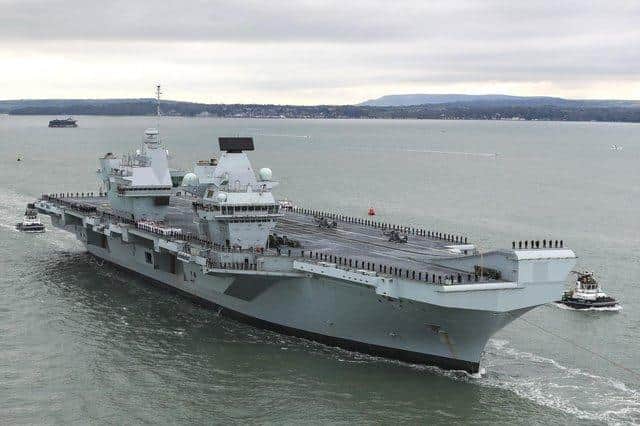 HMS Prince of Wales pictured sailing into Portsmouth for the first time. Photo: Royal Navy