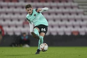 Josh Dockerill in action for Pompey XI against Bournemouth in the quarter-finals of the Hampshire Senior Cup in March. Picture: Jason Brown