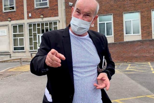 Stephen Fisher, 64, of Kingston Road, Fratton, accused of harassing a Portsmouth City Council anti-social behaviour officer pictured outside Portsmouth Magistrates Court on 27 August 2020.

Picture: Ben Fishwick