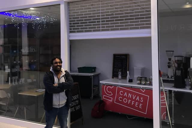 Canvas Coffee, run by Prav Isram, has moved into Cascades Shopping Centre in Portsmouth and has been making a special festive blend for charity