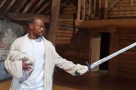 Mikhail Mckay as Aaron in Titus Andronicus, performed by Titchfield Festival Theatre.