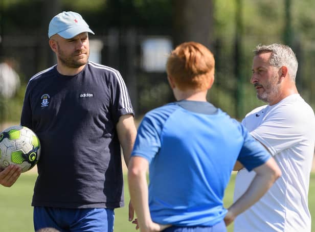 US Portsmouth boss Tom Grice, left, plans to bring in two coaches following the departure of Steve Weston, right. Picture: Keith Woodland