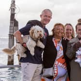 Steve and Sue Johnstone with Christine Ward, Ellie Wright and Poppy Johnstone, 11 weeks, waiting for Glen Johnstone on HMS Queen Elizabeth to pass The Point, Old Portsmouth
Picture: Habibur Rahman