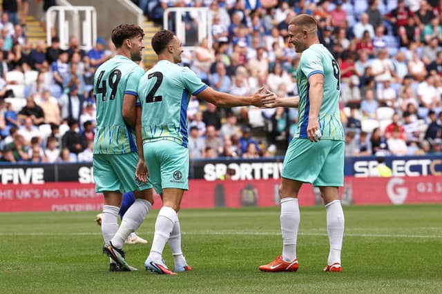Jordan Williams celebrates scoring Pompey's opening goal against Reading. Picture: Paul Phelan