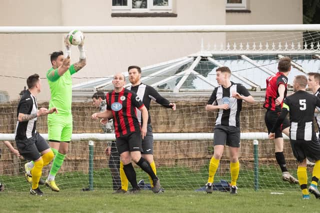 Hayling goalkeeper Chris Clark has borrowed an idea he got from two Sussex grassroots footballers and has set up a JustGiving page to raise money for the NHS during the Covis-19 pandemic. Picture: Keith Woodland