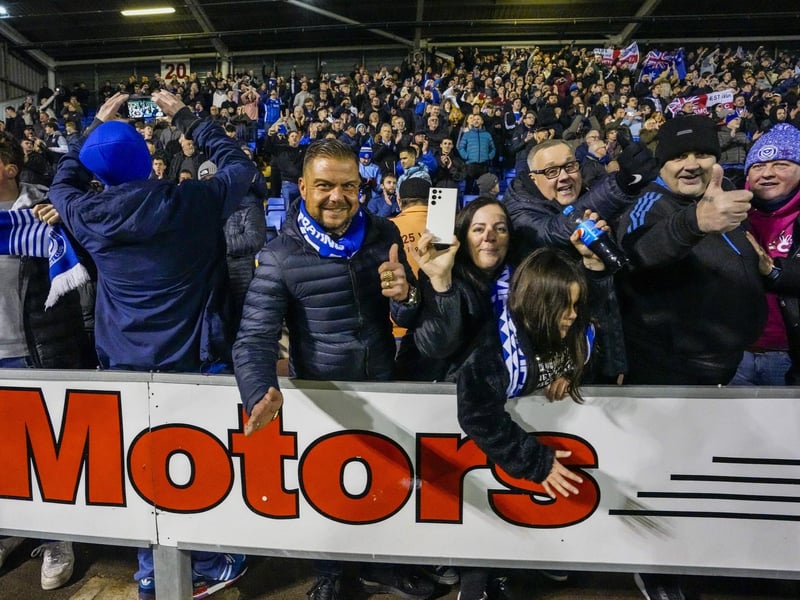 Pompey were accompanied by more than 1,500 fans for the trip to Shrewsbury