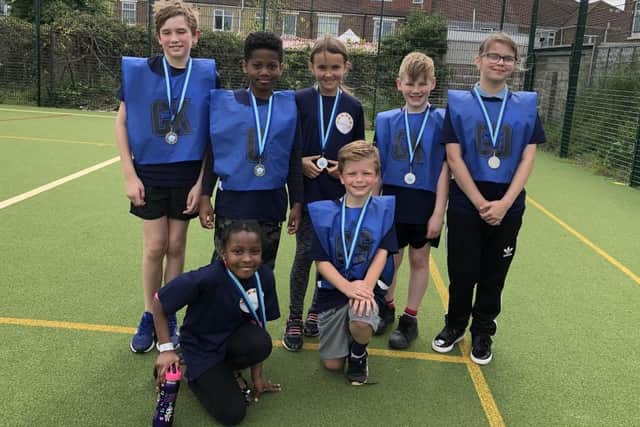 Newbridge Junior School blues, runners-up in the Portsmouth netball tournament