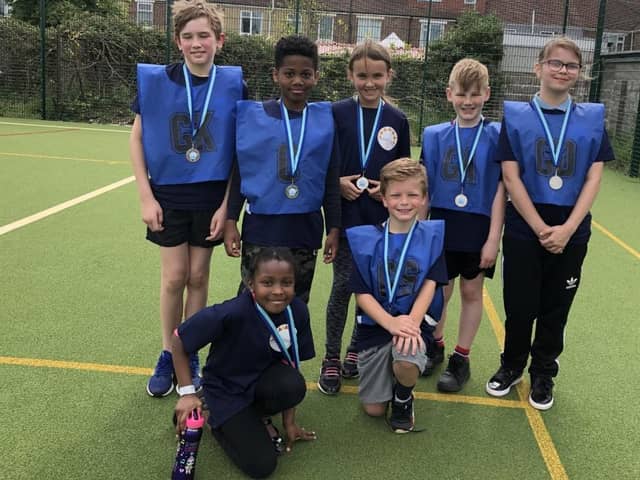 Newbridge Junior School blues, runners-up in the Portsmouth netball tournament