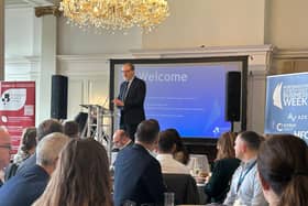 Ross McNally, Chief Executive and Executive Chair of organisers Hampshire Chamber of Commerce, speaking at the launch of Portsmouth & South Coast Business Week 2026 at The Queen’s Hotel, Southsea.
