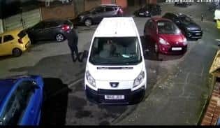 CCTV still of suspects after tools taken from van in Kilmiston Close, Buckland.