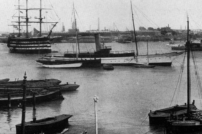 The view across Portsmouth Harbour from Gosport taken before 1913.