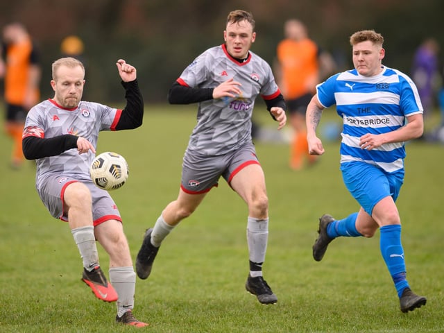 Gosham Rangers (grey) v AC Copnor. Picture: Keith Woodland