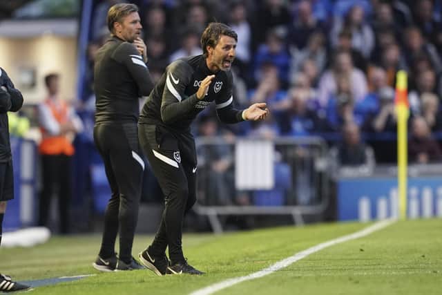 Danny Cowley urges his players on during last night's 1-0 victory over Shrewsbury last night. Picture: Jason Brown/ProSportsImages