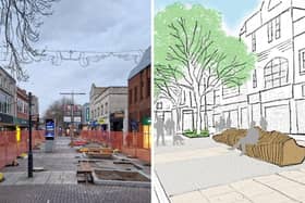 Left is the current state of Commercial Road. Right is concept art of what the area could look like when the project is complete.