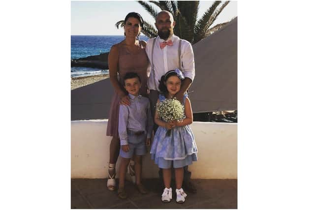 Daniel with his wife Katie and children Danny, 8, and Evie, 10