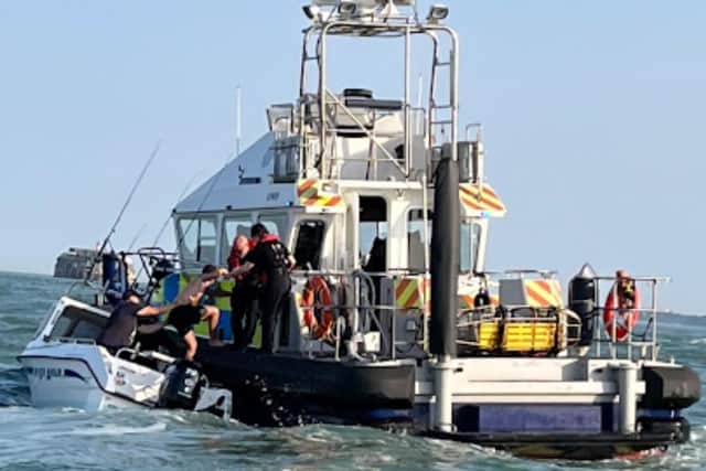 A boy is rescued after being swept out to see near the Hot Walls by the entrance to Portsmouth Harbour on Monday, July 18, 2022
Picture: Martin Bates