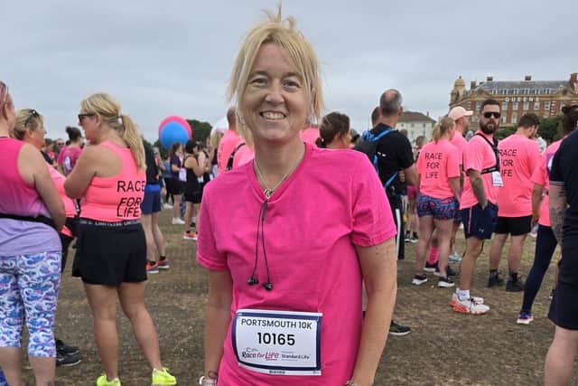 Claire Downie took part in her husband's memory.