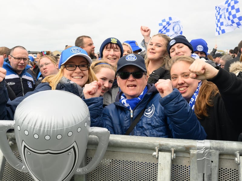 Pictured is: Excited Pompey Fans
Picture: Keith Woodland (280421-107)