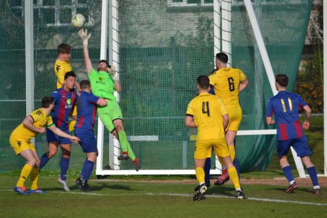 US Portsmouth keeper Dylan Kramer in action against Christchurch. Picture: Charlotte Jeffes.