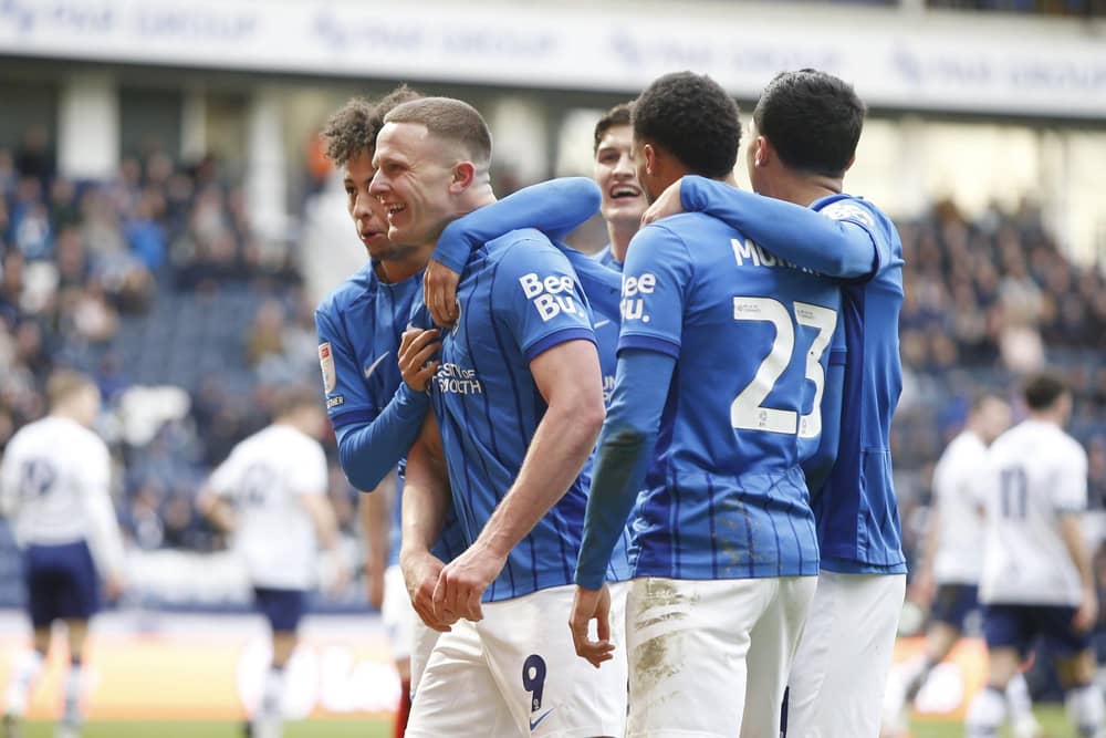Colby Bishop equalised for Pompey, but they were to lose to a late goal at Preston. Picture: Paul Thompson