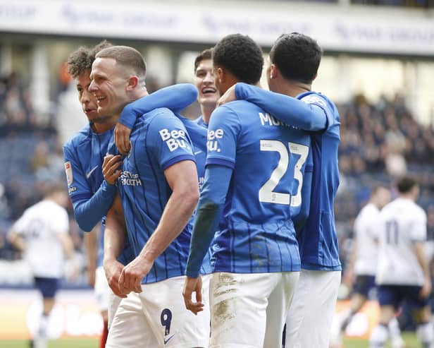 Colby Bishop equalised for Pompey, but they were to lose to a late goal at Preston. Picture: Paul Thompson