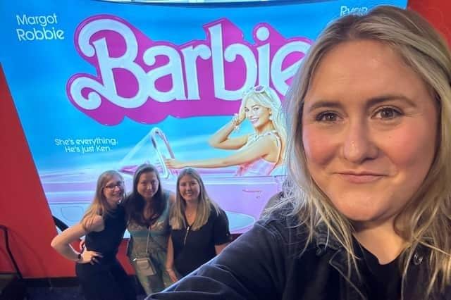 Vanessa Sims and friends at the opening night of the Barbie movie
