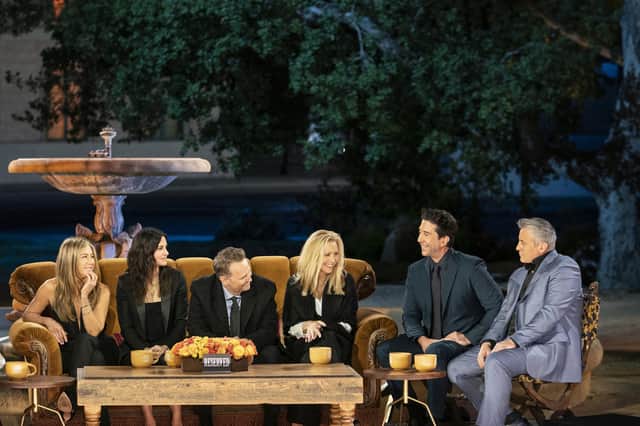 Jennifer Aniston, Courteney Cox, Lisa Kudrow, Matt LeBlanc, Matthew Perry and David Schwimmer reunited for a one-off special. Picture: Terence Patrick/HBO Max/PA Wire