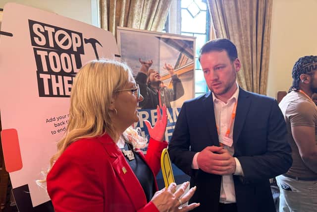 Amanda Martin MP with Miles Laflin, better known as ‘The Pool Guy’ who has over 20million social media followers.