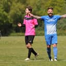 Shane Cornish celebrates Milton Rovers' 2-1 success against Southdowns that clinched the City of Portsmouth Sunday League Division 1 title. Picture by Kevin Shipp.